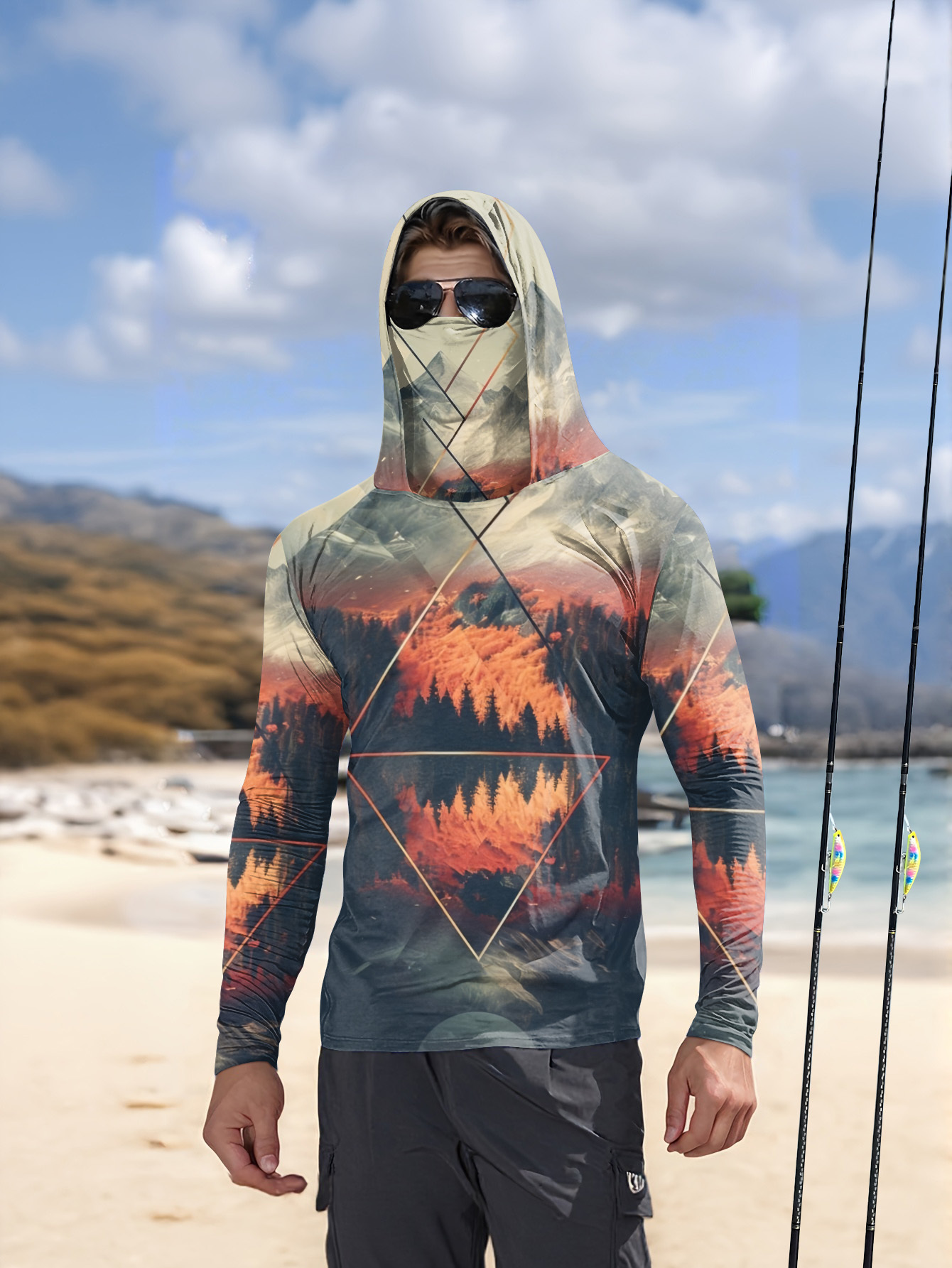 Outdoor Men's Fishing Hoodie B - 3D Printing Jersey 评论和价格